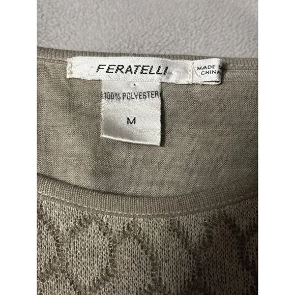 Womens Beige Tunic Top With Sheer Embroidered Floral Hem Size M Cottage Artwear - Picture 3 of 6